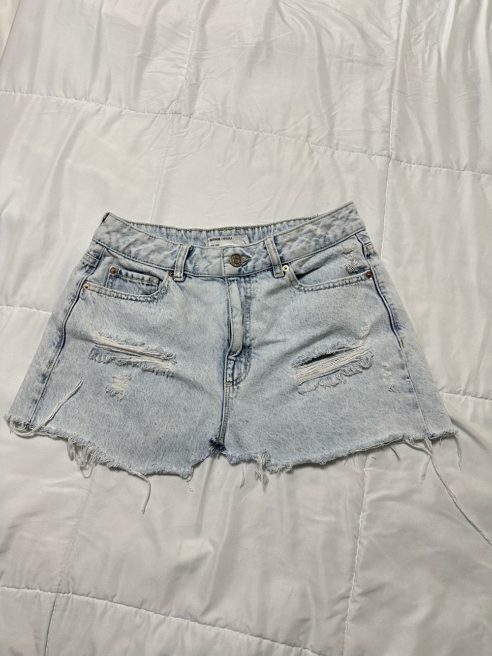 Garage Denim Skirt Frayed Hem 29"